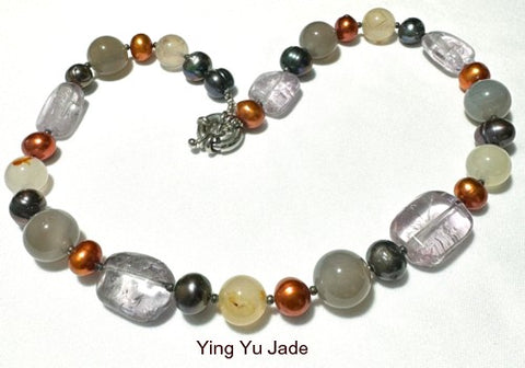 Sale-Jade and Quartz Bead Necklace (NJNECK63)