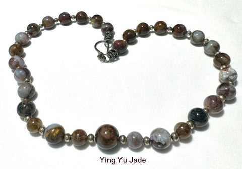 Jade Necklace "Yang" Deep Color "River Jade"  (NJNECK61)