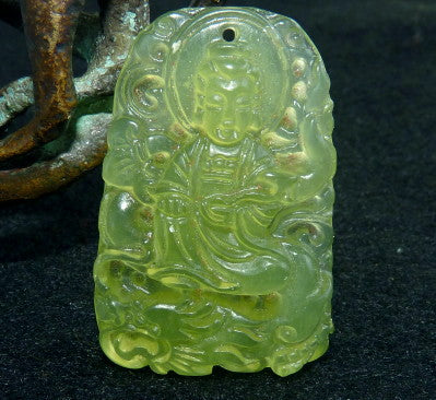Guan Yin, Buddha of Compassion Chinese Jade Pendant  (P-617)