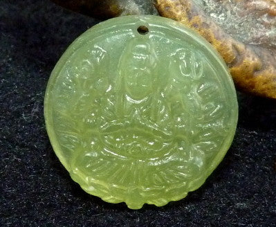 Well Carved Guan Yin "Buddha of Compassion" Chinese Jade Pendant (P-632)