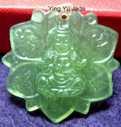 Guan Yin on Open Lotus Jade Pendant (P220)
