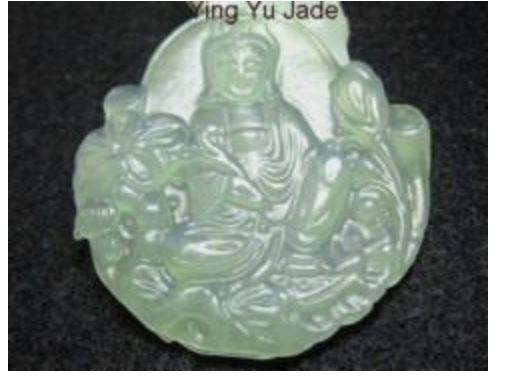 Kwan/Guan Yin with Lotus Lily Chinese Jade Pendant (P302)