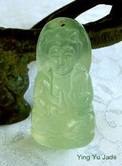 Small Translucent Chinese Jade Guan Yin Buddha of Compassion Pendant or Charm (P570)