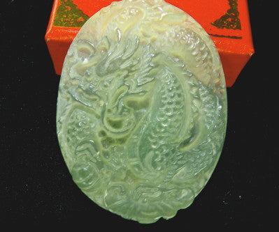 1969 12-1-2019 Translucent "Dragon and Phoenix" Chinese Jade Pendant (P-623)