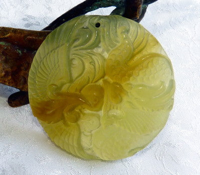 "Mysterious" Chinese Jade Dragon and Phoenix Pendant (P639)