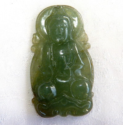 Classic Carved Buddha  Chinese Jade Pendant (P651)
