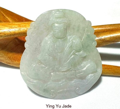 "Guan Yin Buddha of Compassion" Large Chinese Jade Pendant (P686)
