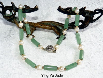 Last One!-Lucky Jade "Tube" and Pearl Necklace-Ying Yu Jade Exclusive