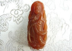 1962 11-119-2019 Red Natural Agate Guan Yin "Peace" Pendant (PRJ139)