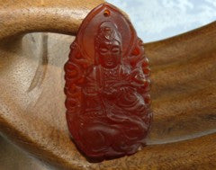Guan Yin "Compassion" Red Jade Pendant (PRJ128)