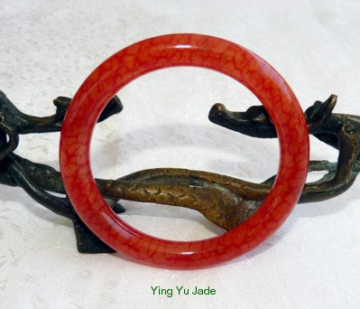 "Chicken Blood Red" Classic Round Chinese Jade Bangle Bracelet 57mm  (NJ-2665)