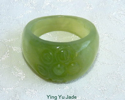 Classic Chinese Jade "Flower" Ring Size 9
