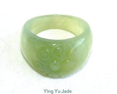 Classic Chinese Jade "Flower" Ring Size 6
