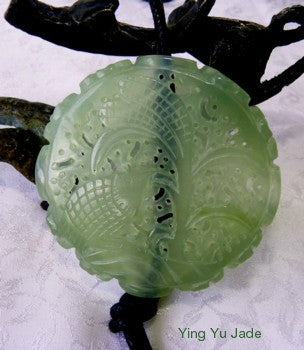 "Bird Brings Plenty" Hollow Carved Chinese Jade "Spice Bottle" Pendant Carving (SP-76)