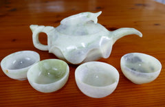 "Wealth and Prosperity" Fish Chinese Jade Teapot Set (TEA-1)