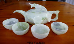 "Wealth and Prosperity" Fish Chinese Jade Teapot Set (TEA-1)