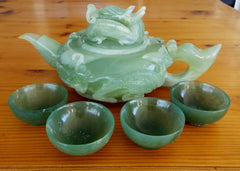 "Power, Strength, Good Luck" Vintage Classic Chinese Jade Dragon Teapot Set  (TEA-8)