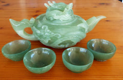 "Power, Strength, Good Luck" Vintage Classic Chinese Jade Dragon Teapot Set  (TEA-8)