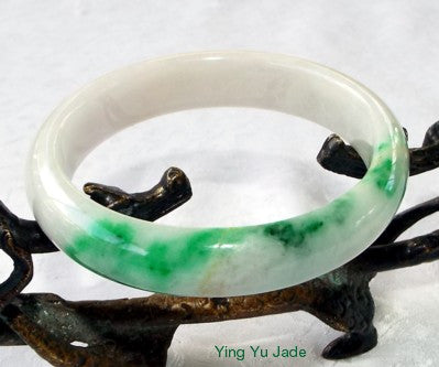 Qing Dynasty Era Precious Natural Imperial Green Veins Jadeite Jade Bangle Bracelet 58.5mm (V1293)