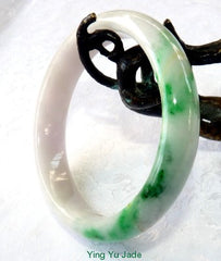 Qing Dynasty Era Precious Natural Imperial Green Veins Jadeite Jade Bangle Bracelet 58.5mm (V1293)