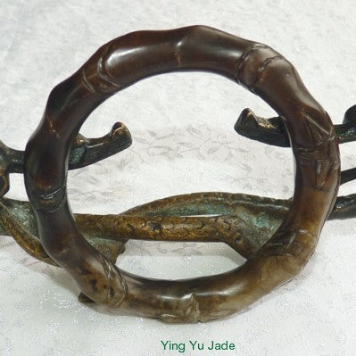 Vintage "Bamboo" Chinese Jade Bangle Bracelets 61mm (V702)