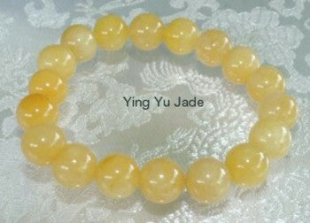 "Well Being" Yellow  Chinese Jade Bead Stretch Bracelet