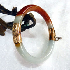 Gorgeous "Hong" Classic Round Burmese Jadeite Bangle Bracelet with Hinge 56 mm (YYBOX27)