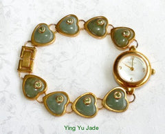 Ying Yu's Jewelry Box - Vintage Main Line Time Jadeite Jade Heart and Gold Watch